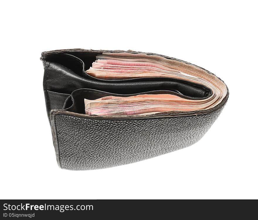 Leather wallet with money