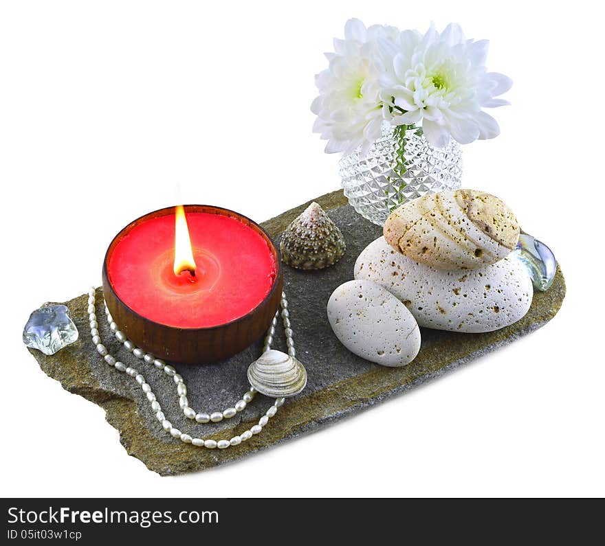 Feng shui composition with red candle