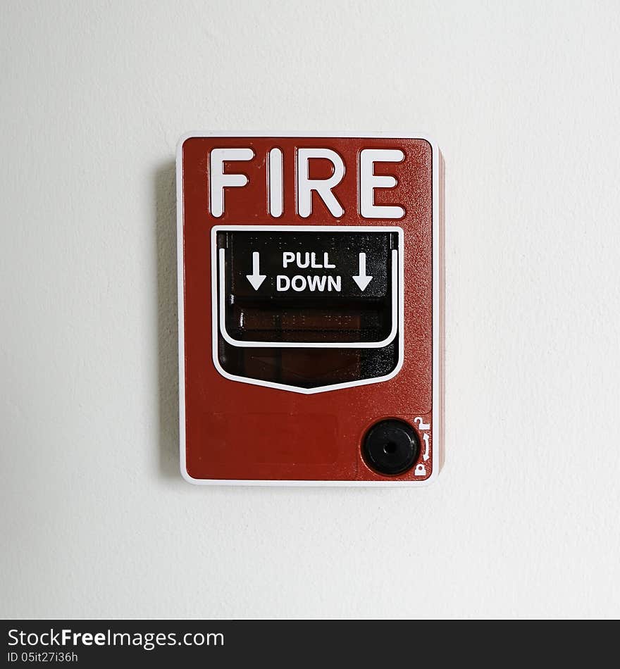 Fire alarm switch on wall