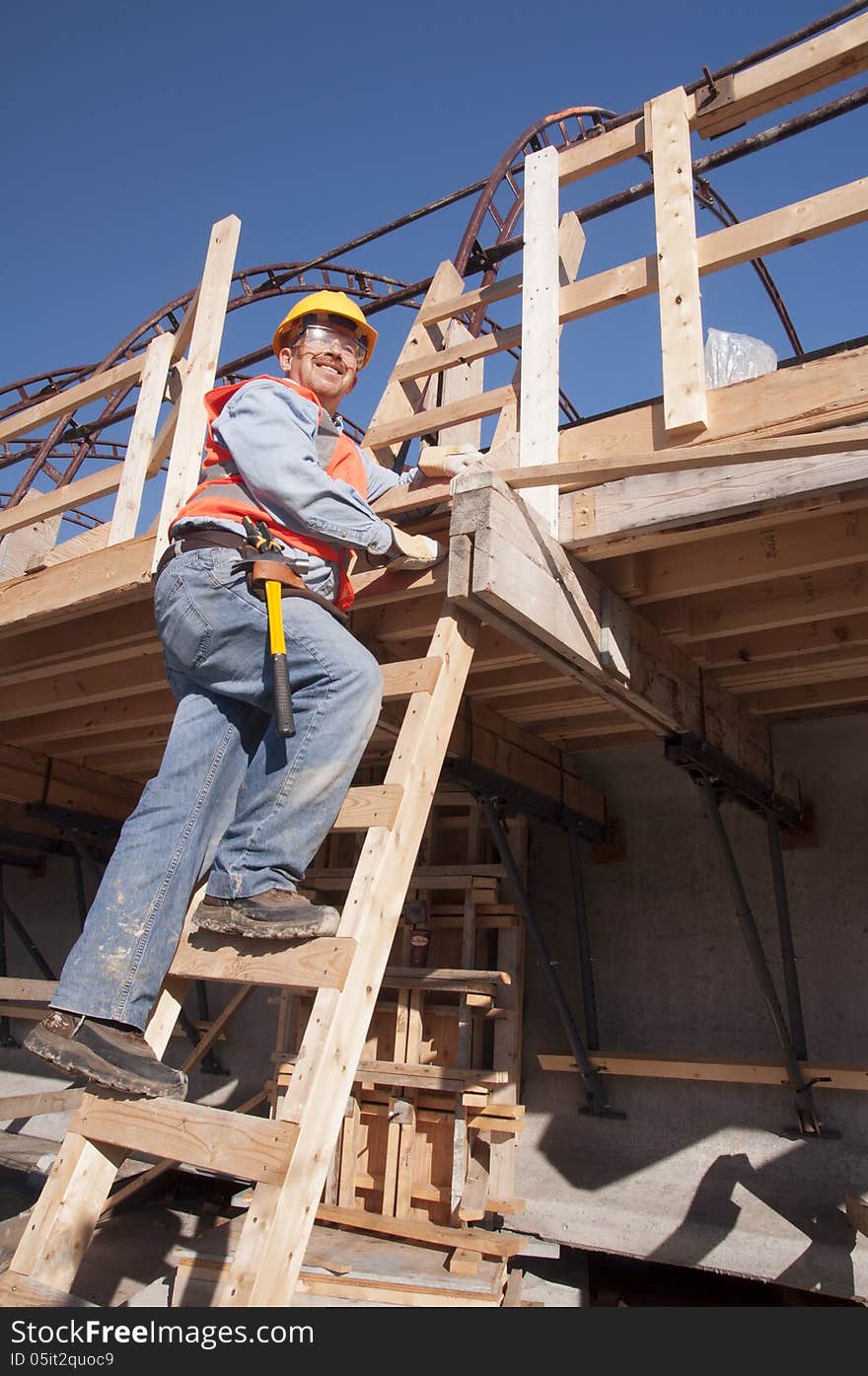 Worker at bridge construction site. Worker at bridge construction site