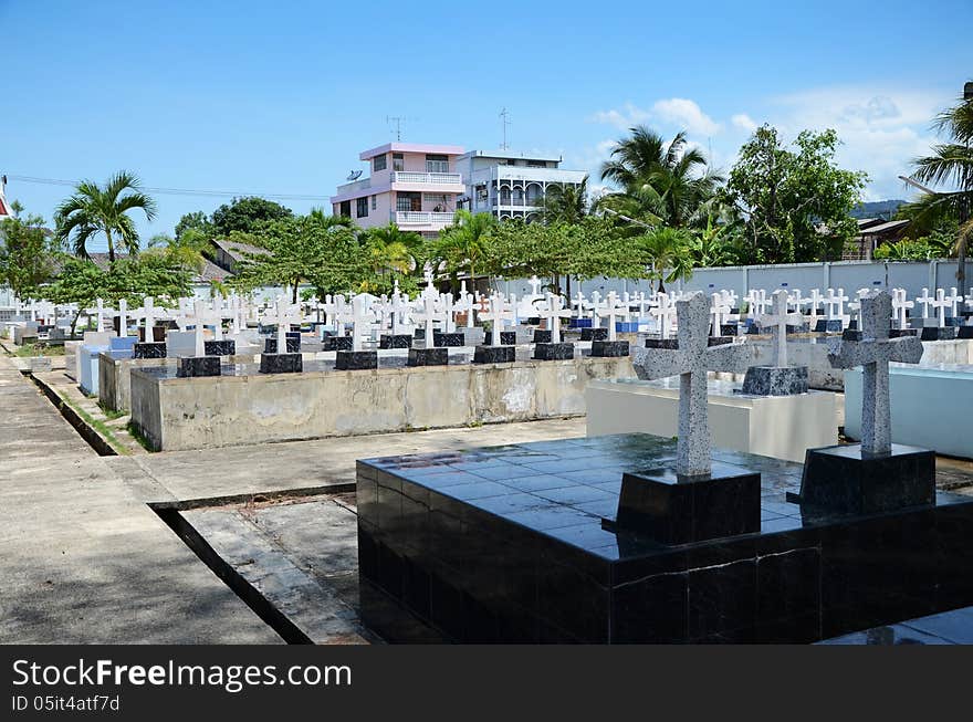 Cemetery Image with Crosses, Chantaburi, Thaialand