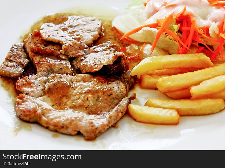 Grilled steak pork