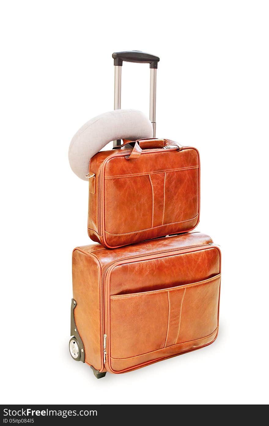 Large suitcase on a white background