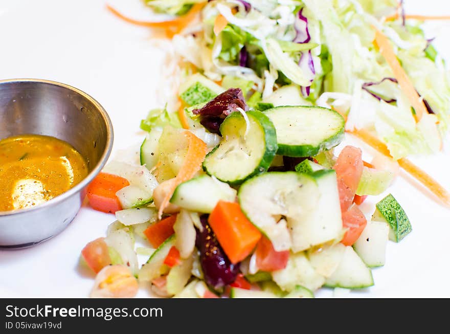 Salad with spicy sauce