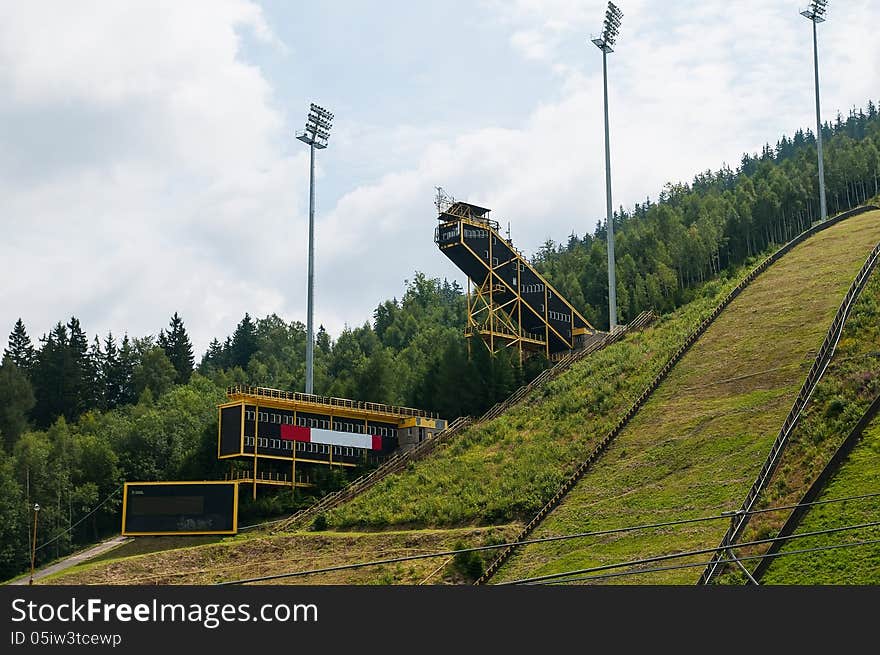 Giant ski bridge from a distance