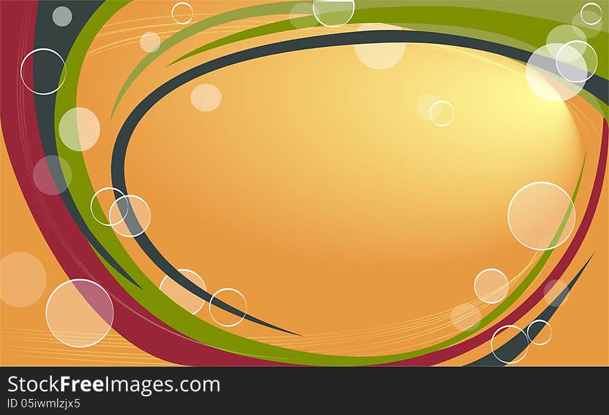 Colorful background with waves and circles.