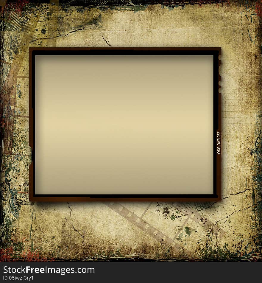 Vintage shabby background with frame of film-strip