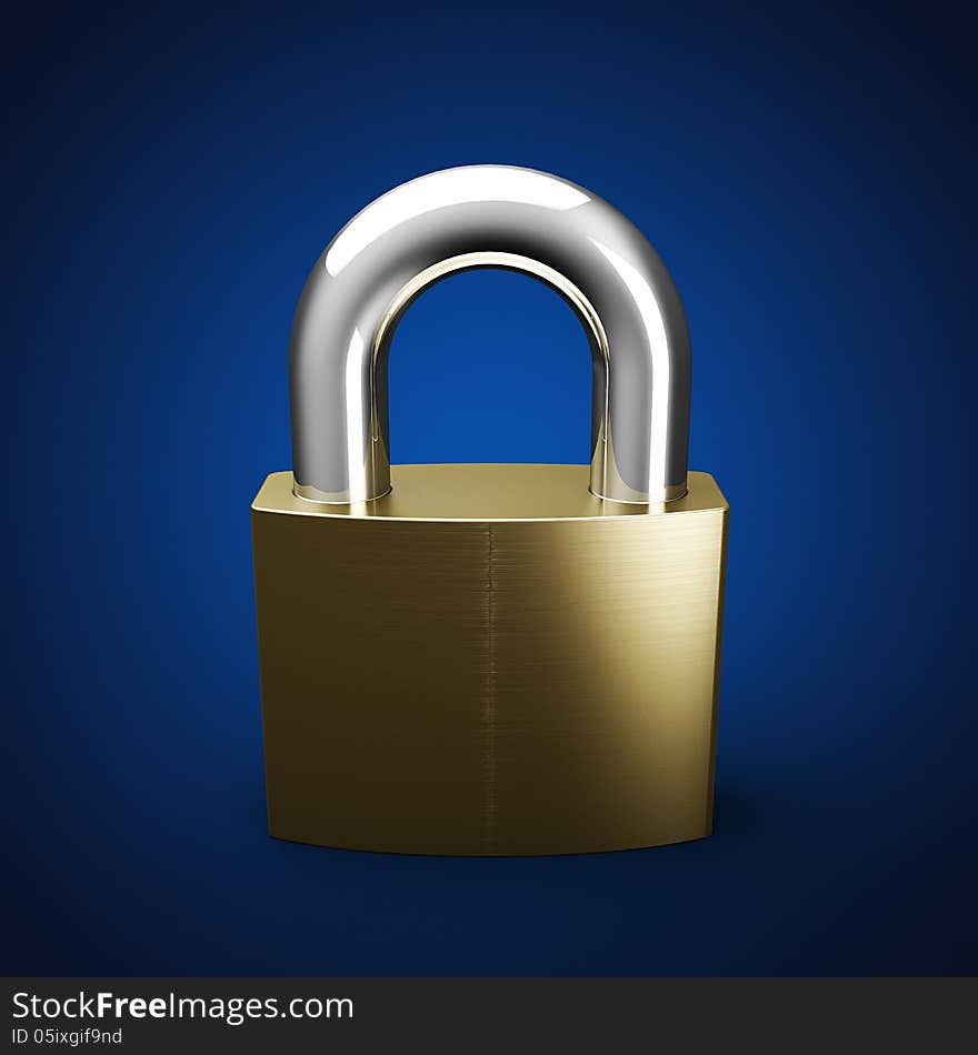 Lock on blue background, 3D illustration