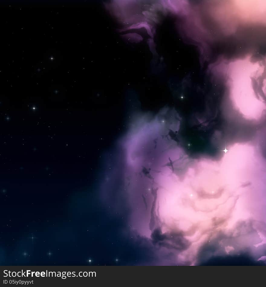 Deep space background with abstract purple nebula and stars. Deep space background with abstract purple nebula and stars.