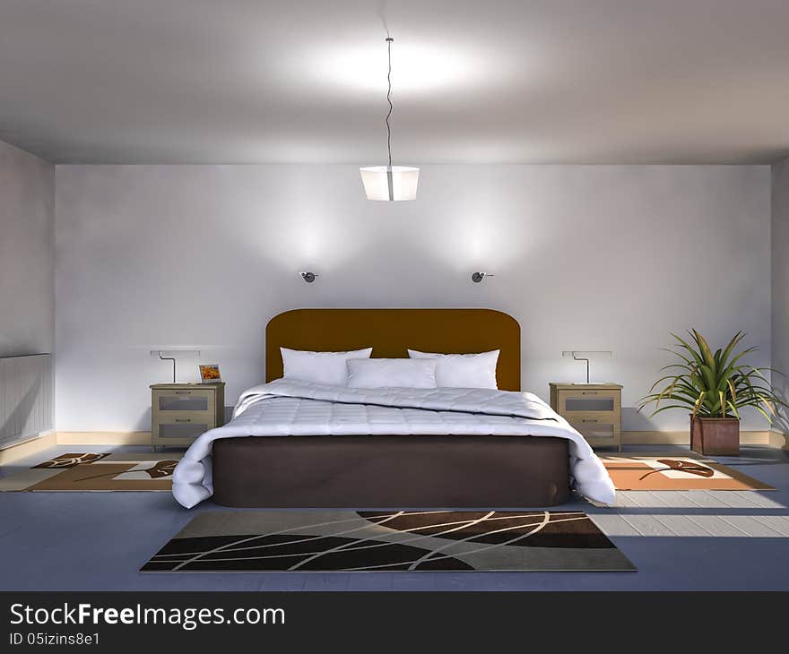 3d illustration of comfortable bedroom