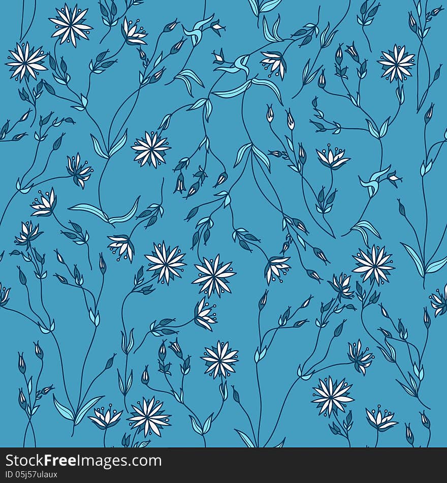 Seamless texture with flowers and leaves