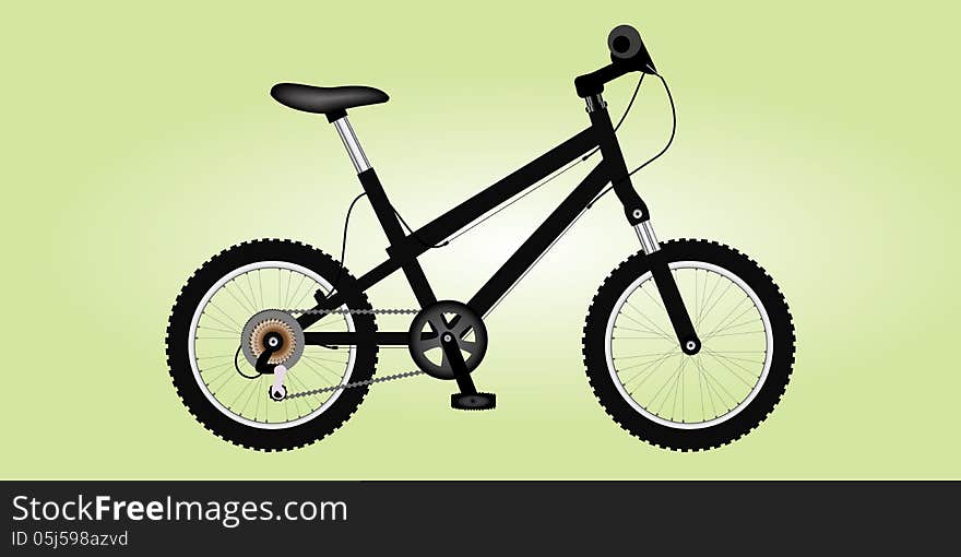 Black bicycle on tne green background. Black bicycle on tne green background