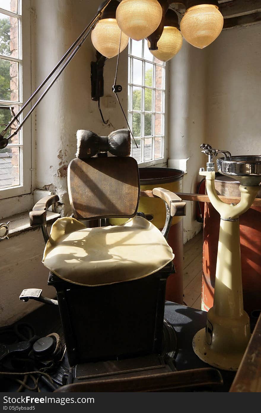 Old dentist chair in England. Old dentist chair in England