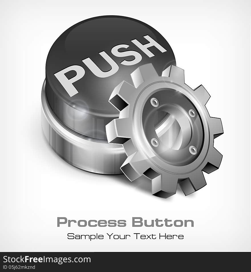 Grey button with words push and gear, vector illustration, Grey button with words push and gear, vector illustration. Grey button with words push and gear, vector illustration, Grey button with words push and gear, vector illustration