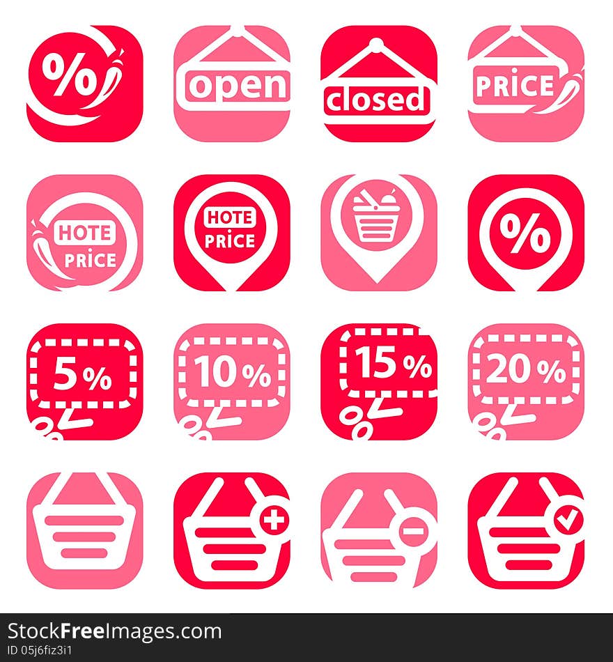 Color Shopping Icons Set