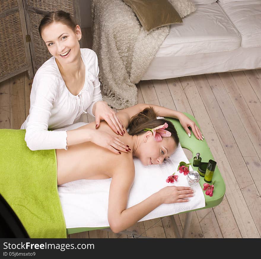 Stock photo attractive lady getting spa treatment in salon