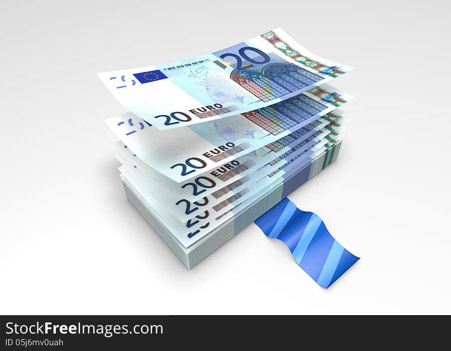 A wad of Euro banknotes