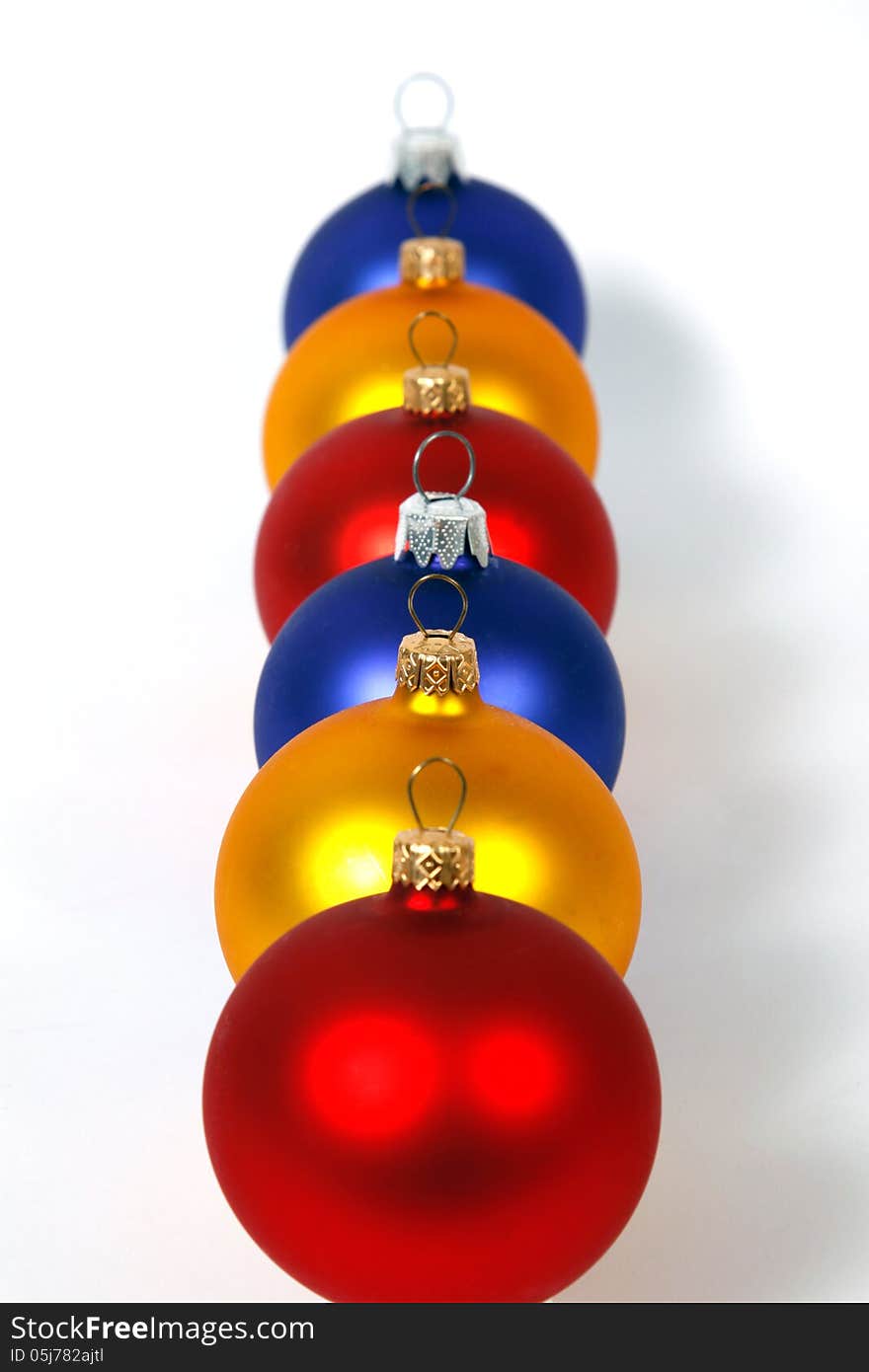 Colorful baubles in one row. Colorful baubles in one row