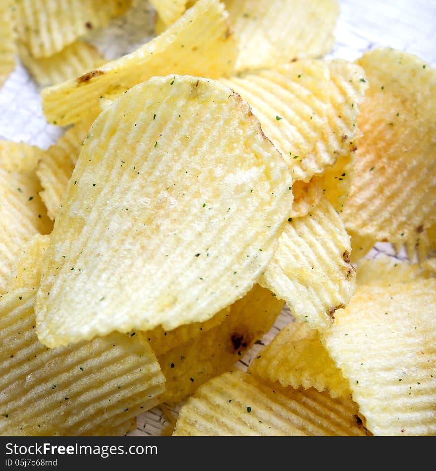 Load of fried potato chips