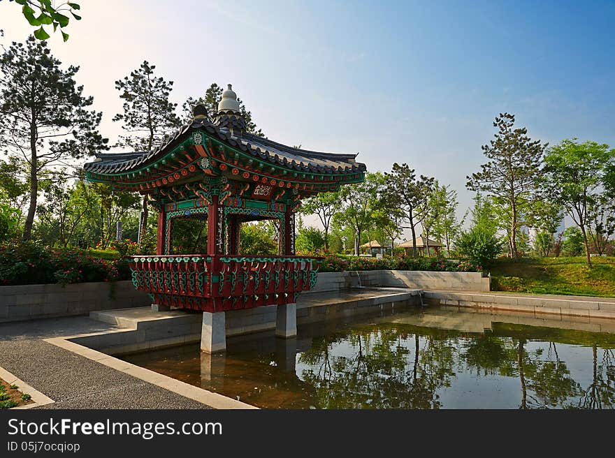 The image taken in china's xian city Xi'an Expo Park.The korea pavilion.