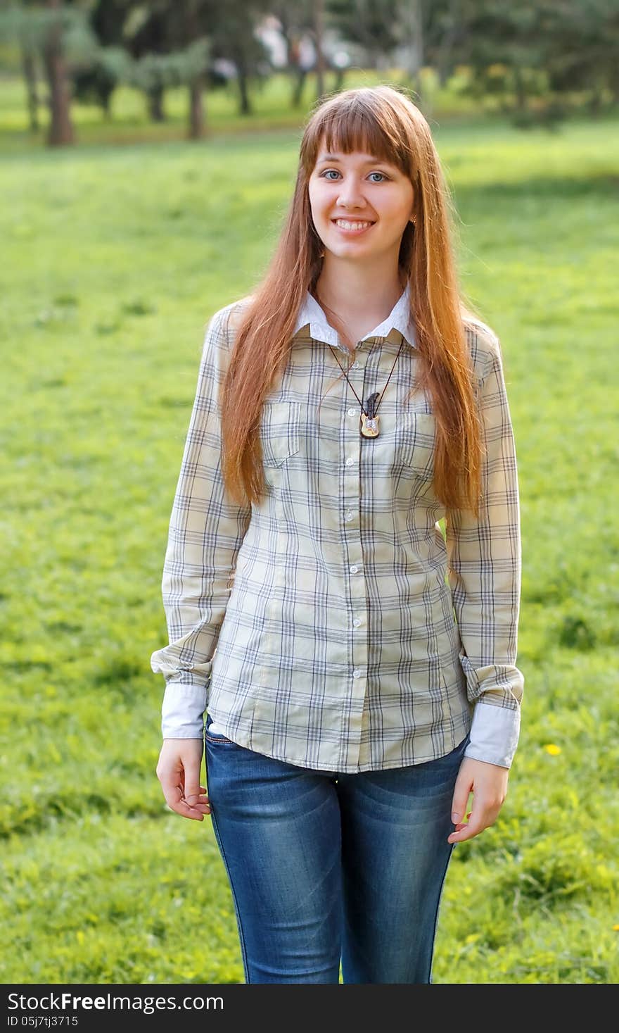 The Girl On A Green Background.