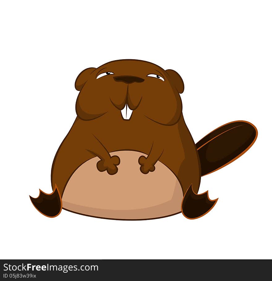 Funny cartoon beaver