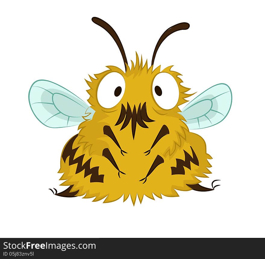 Vector image of big cartoon funny bee