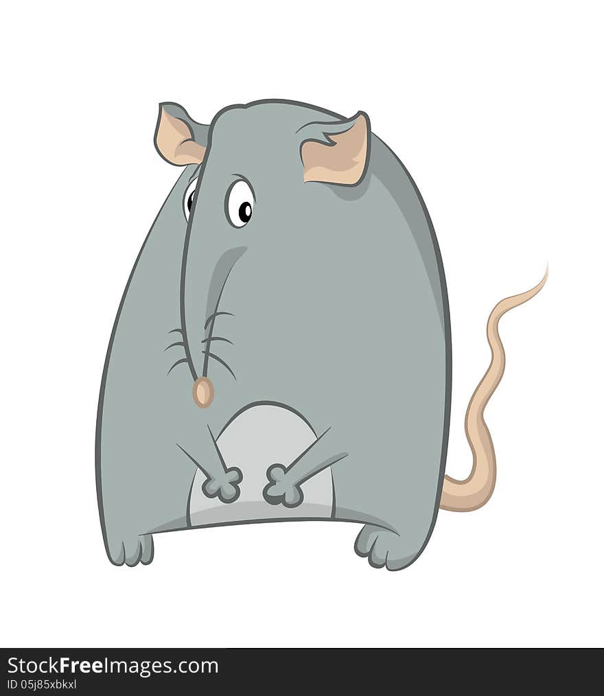 Vector image of grey cartoon funny mouse