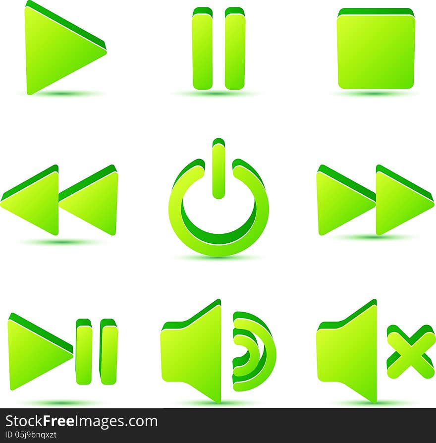 Green vector plastic navigation symbols set