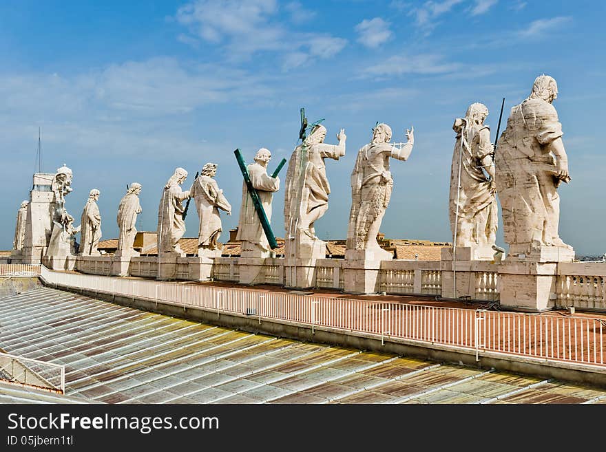 Statues on the roof of St. Peter's Basilica, Rome. Statues on the roof of St. Peter's Basilica, Rome