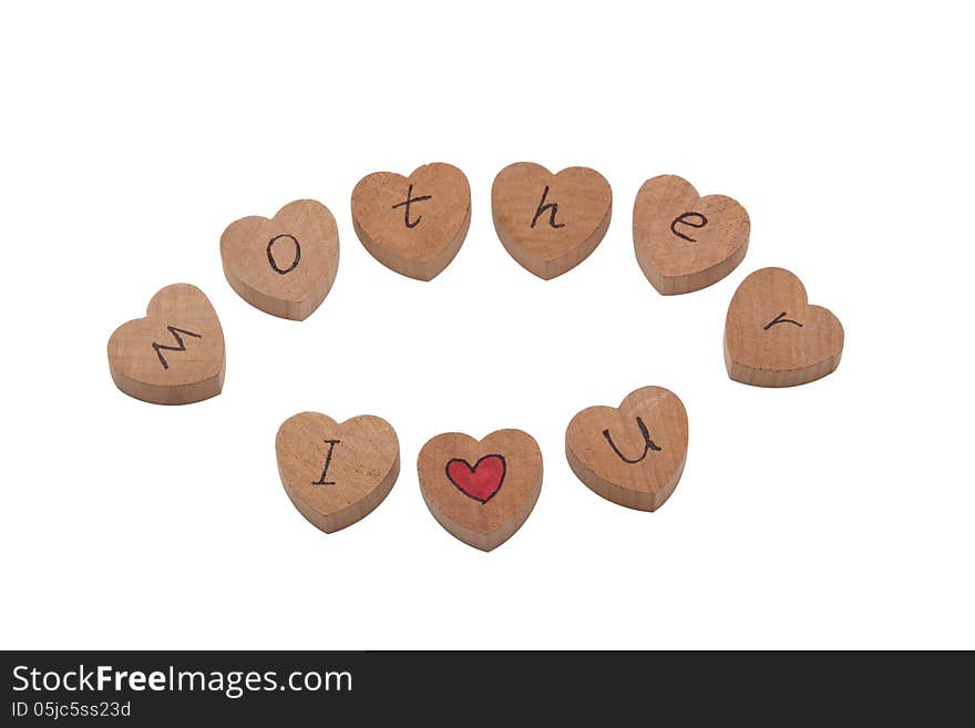 Wooden Heart Shape Blocks With I Love You Text