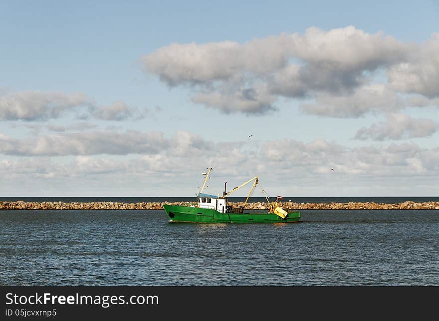 Fishing ship in a Baltic sea. Fishing ship in a Baltic sea.