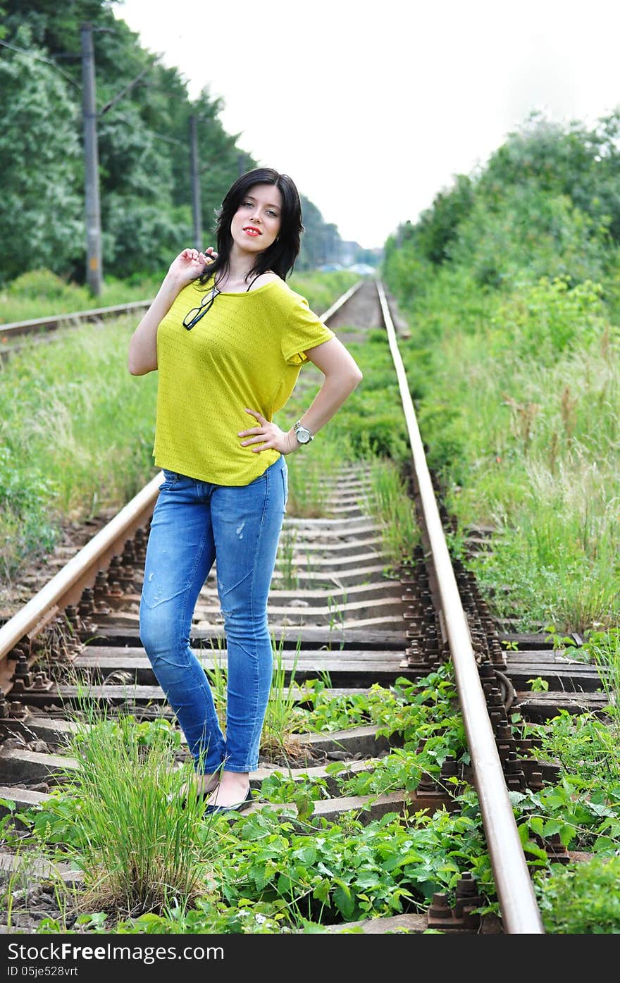 Portrait of an attractive young woman with long hair . Portrait of an attractive young woman with long hair .