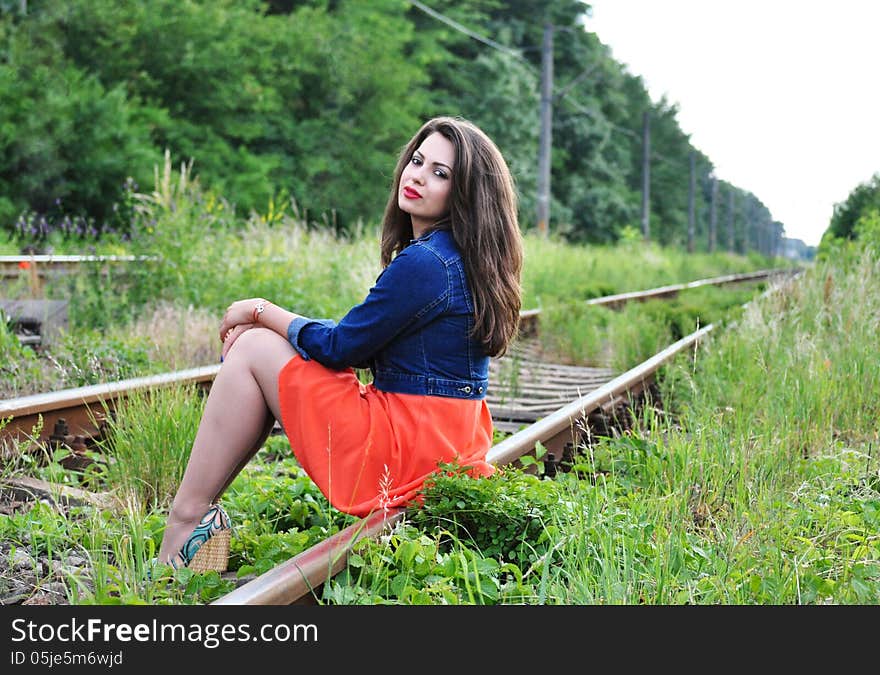 Portrait of an attractive young woman with long hair . Portrait of an attractive young woman with long hair .