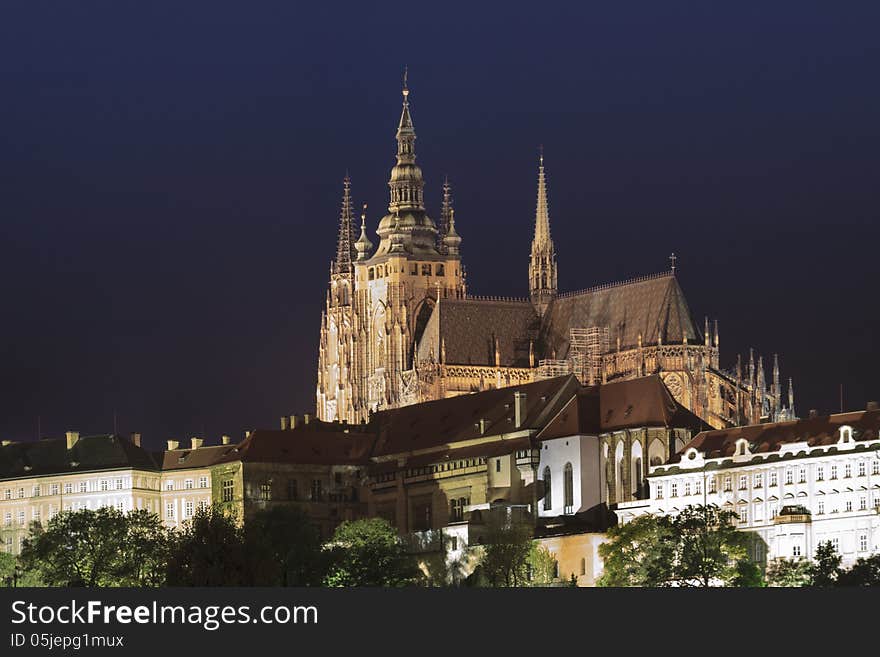 Prague's Castle at night with illumination. Prague's Castle at night with illumination