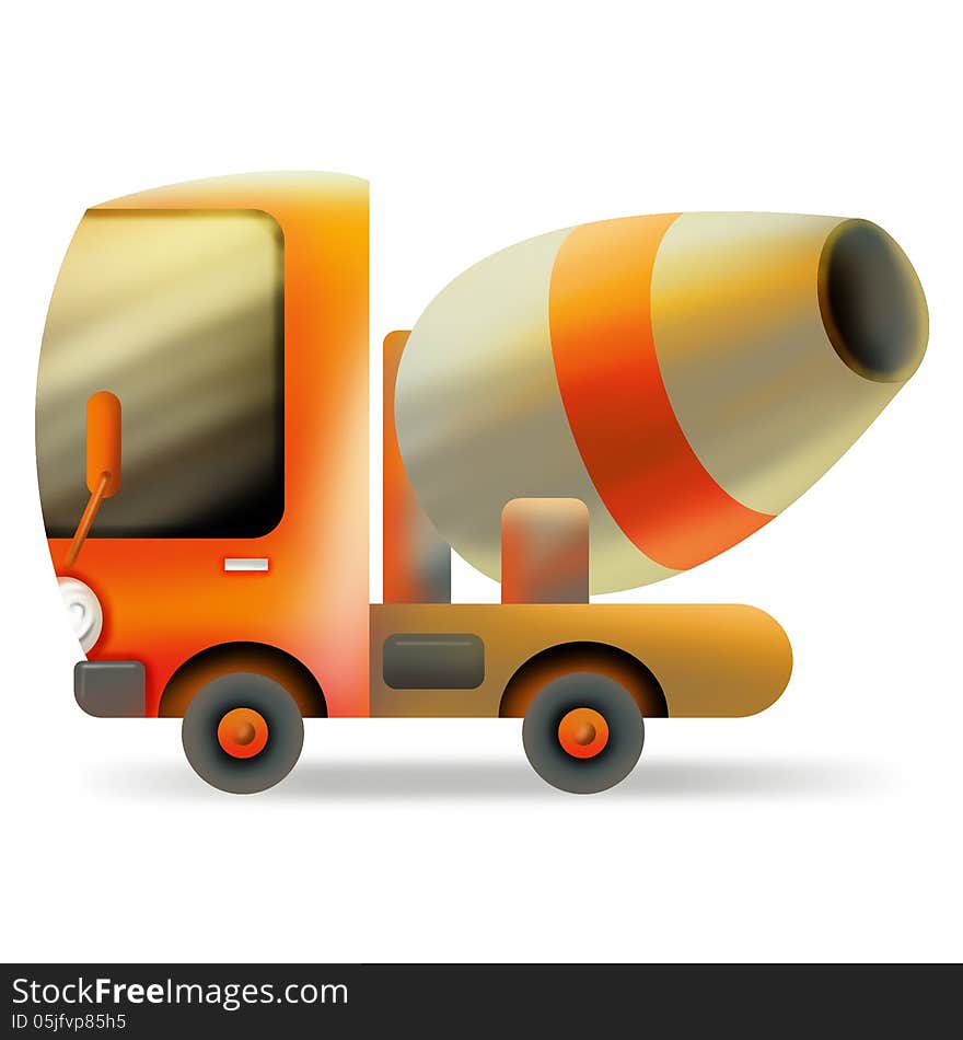 Cartoon truck carrier concrete. construction equipment. Cartoon truck carrier concrete. construction equipment.