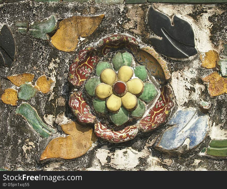 Decorate in thai art with color glazed tile for temple. Decorate in thai art with color glazed tile for temple