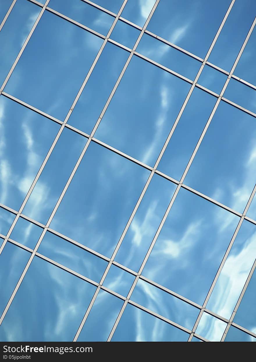 Abstract image on outside glass surface of building. Abstract image on outside glass surface of building