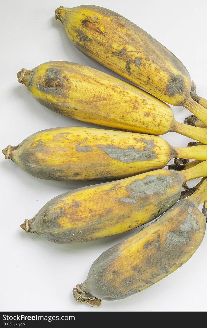 Overripe Bananas on White Background