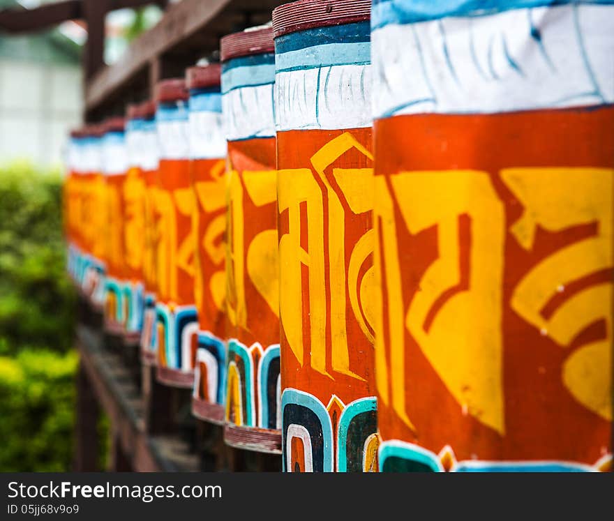 Buddhist prayer wheels