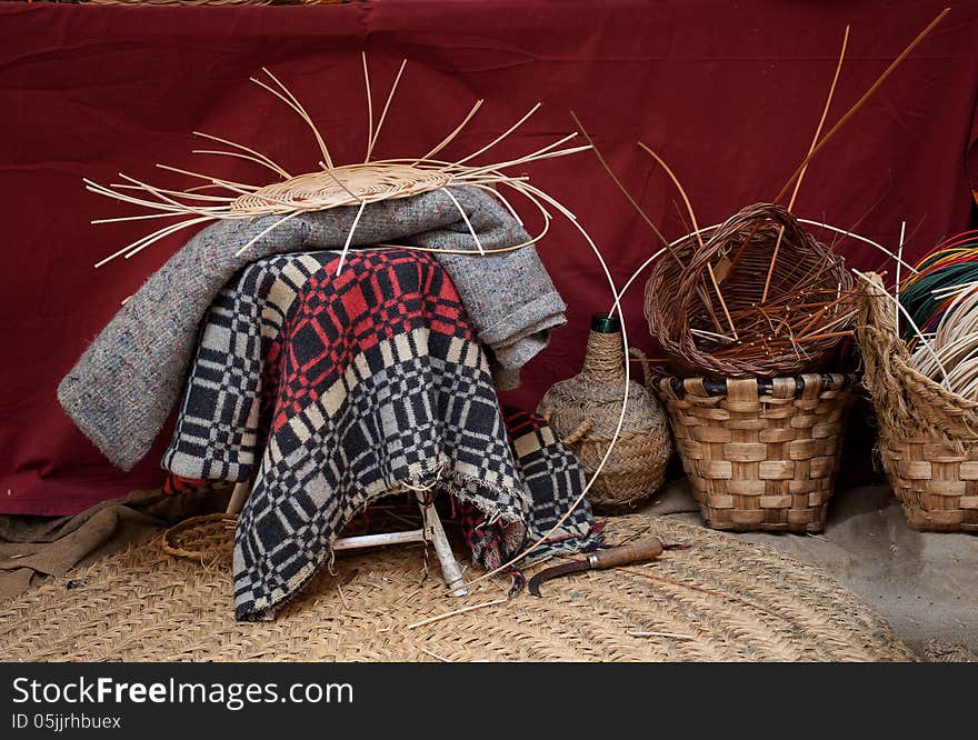 Still life isolated with twigs and various colors. Still life isolated with twigs and various colors