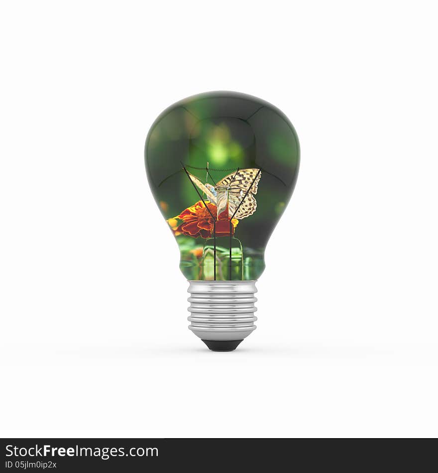 Ecological concept Butterfly in the bulb