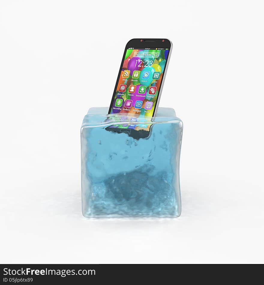 Smartphone concept: smatphone in ice