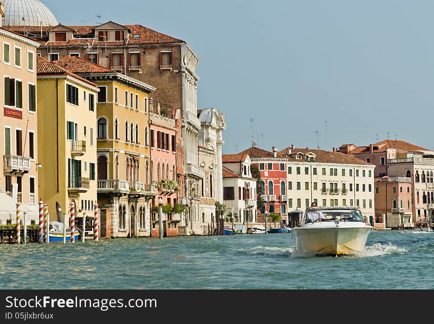 Boats and boat traffic in Venice. Boats and boat traffic in Venice