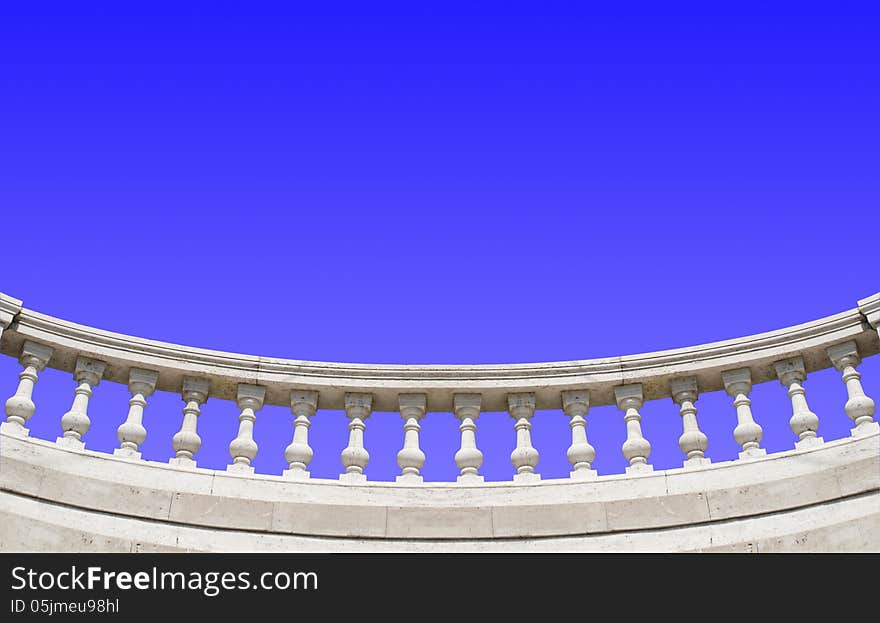 Marble parapet, classic style, over blue sky. Marble parapet, classic style, over blue sky