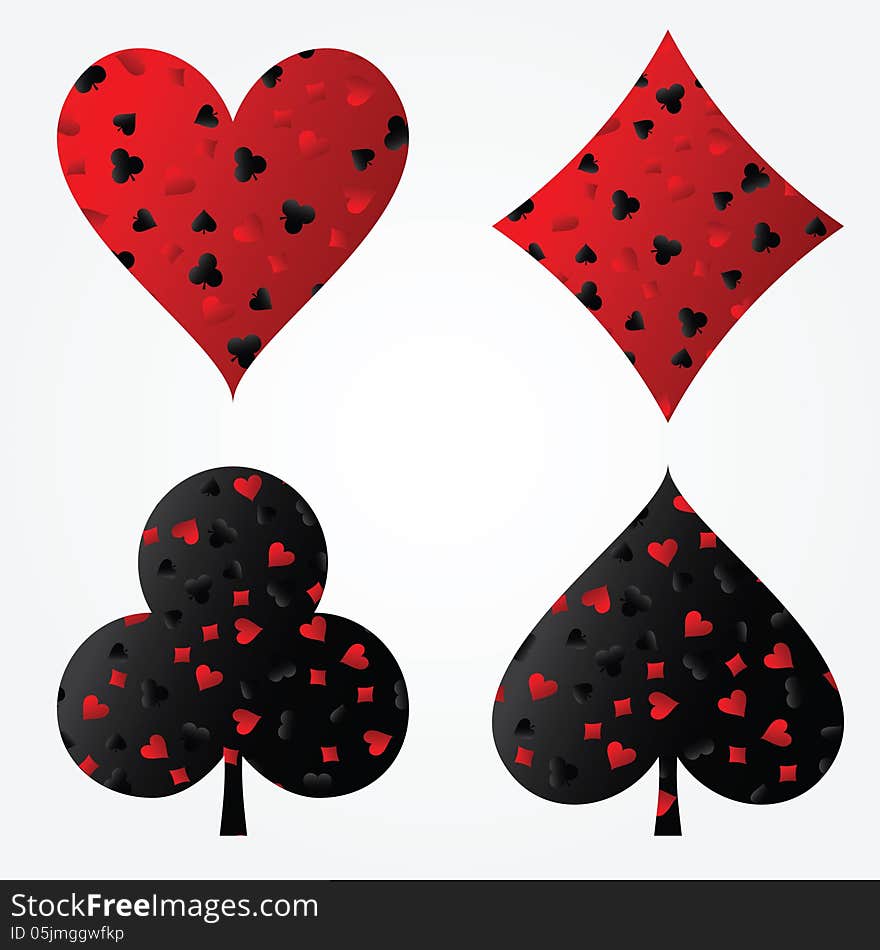 Playing Cards Suits Filled with Suits. Vector