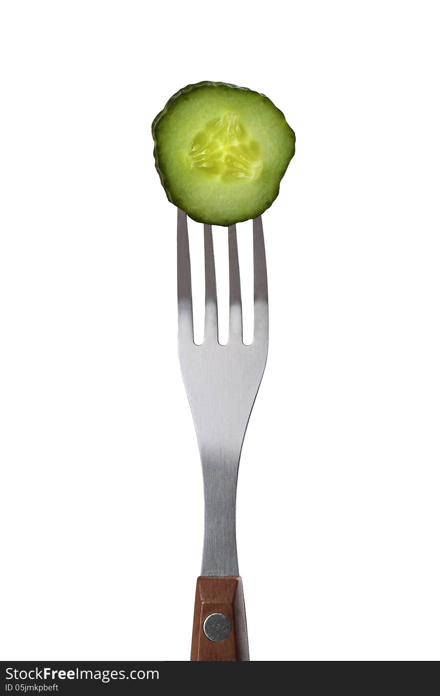 Cucumber on fork