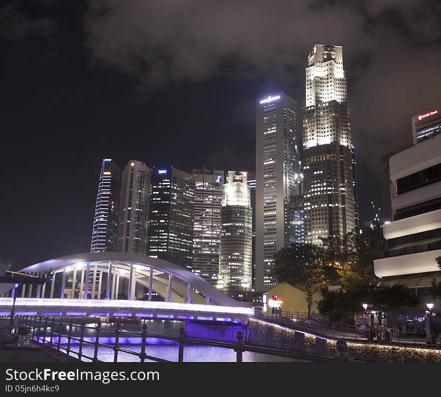 Singapore city center by night