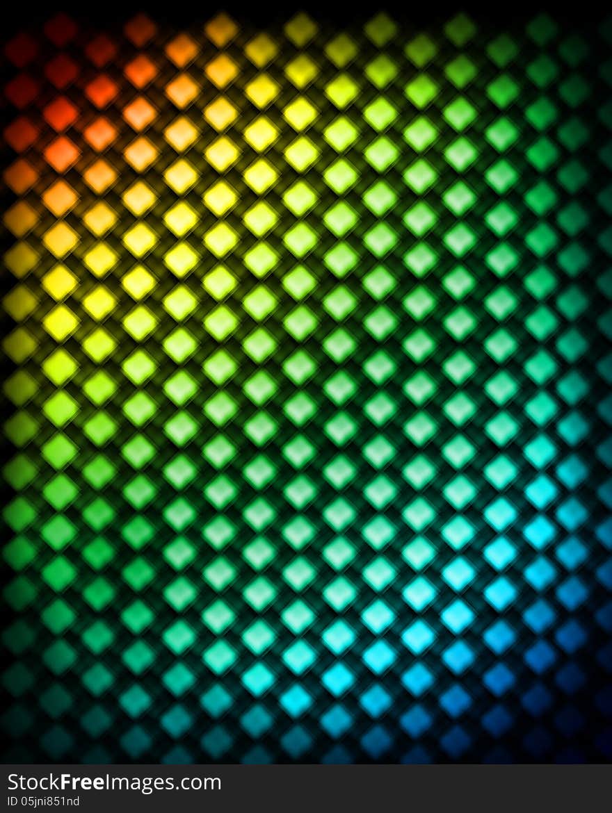 The texture of bright squares on a black background