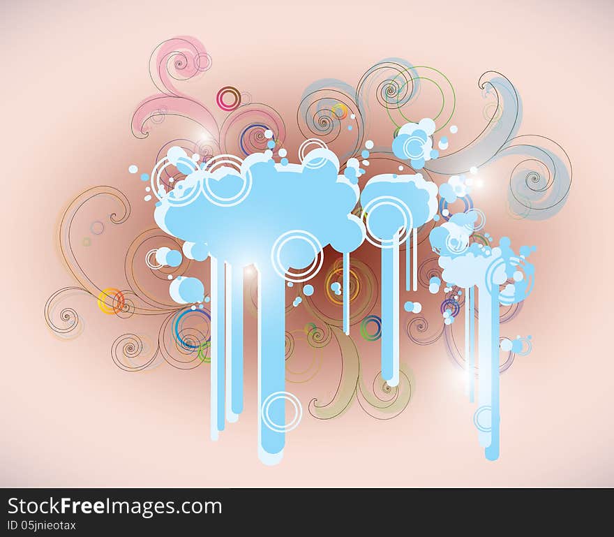 Abstract background with splashes and floral motifs